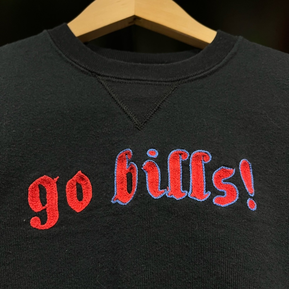 Buffalo Bills Kids Black Sweater with Red and Blue Embroidery